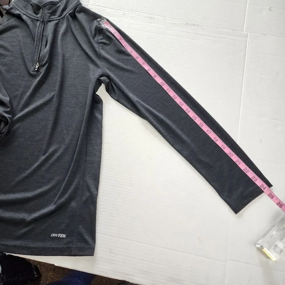 Tek Gear DryTek Men Top Running Shirt 1/4 Zip Pullover Charcoal  Mockneck Size S - Picture 9 of 14